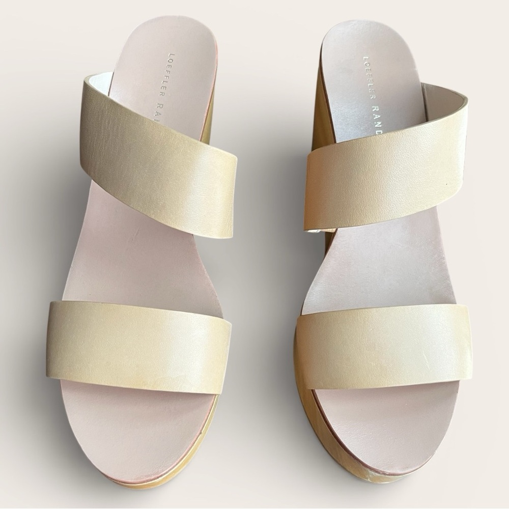 Loeffler Randall Mason Wood Platform Wedge Women's 8 in a Neutral Tan